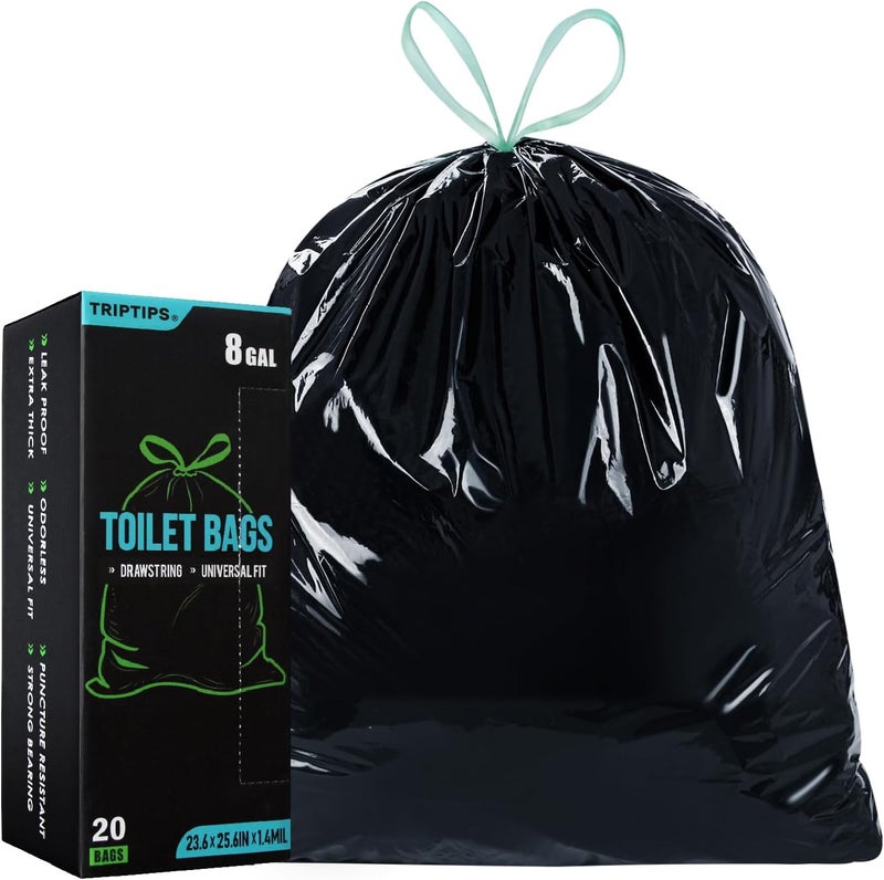 TRIPTIPS Portable Toilet Bags Drawstring Camping Toilet Bags Toilet Waste Bags Leak-Proof Toilet Liners, Trash Bags for Camping, Hiking, Traveling - Image 1